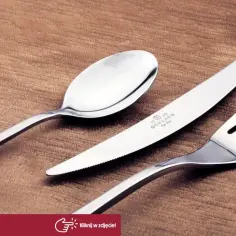 Eleganckie sztućce Gerlach na brązowym tle. Zastanawiasz się, ile gram ma łyżka? Sprawdź nasze sztućce!