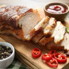 Soczysty boczek, idealny do pieczenia, pokrojony na plastry, z dodatkiem pieprzu, chili i sosu. Oto jak upiec boczek!