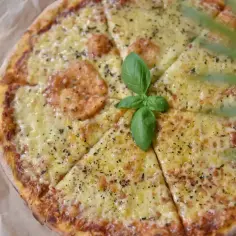 Pyszna pizza z roztopionym serem, posypana ziołami. Idealny wybór, jeśli zastanawiasz się, jaki ser do pizzy wybrać.